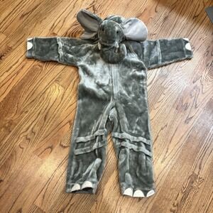 Elephant Costume Plush Gray Hooded Jumpsuit Child Size 44"‎ 4-5 Halloween Zip